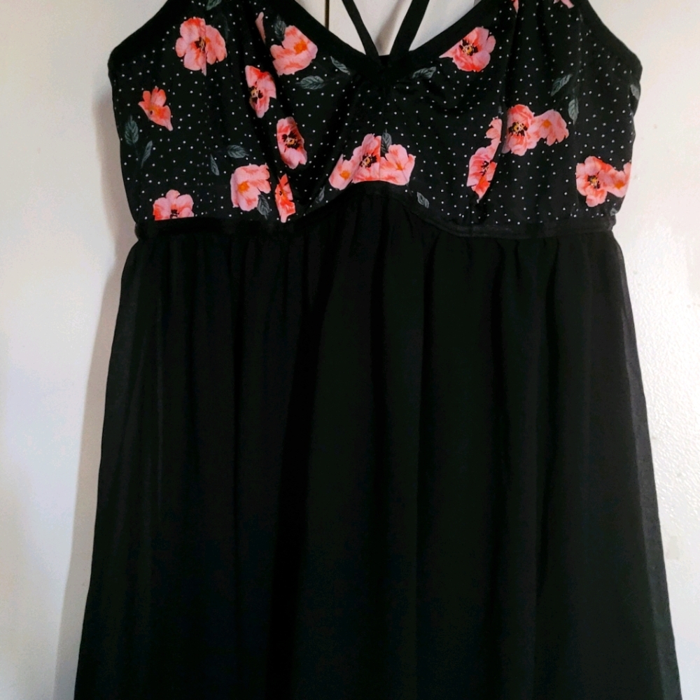 Sexy Sheer Lingerie Torrid Black with Flowers sz 2